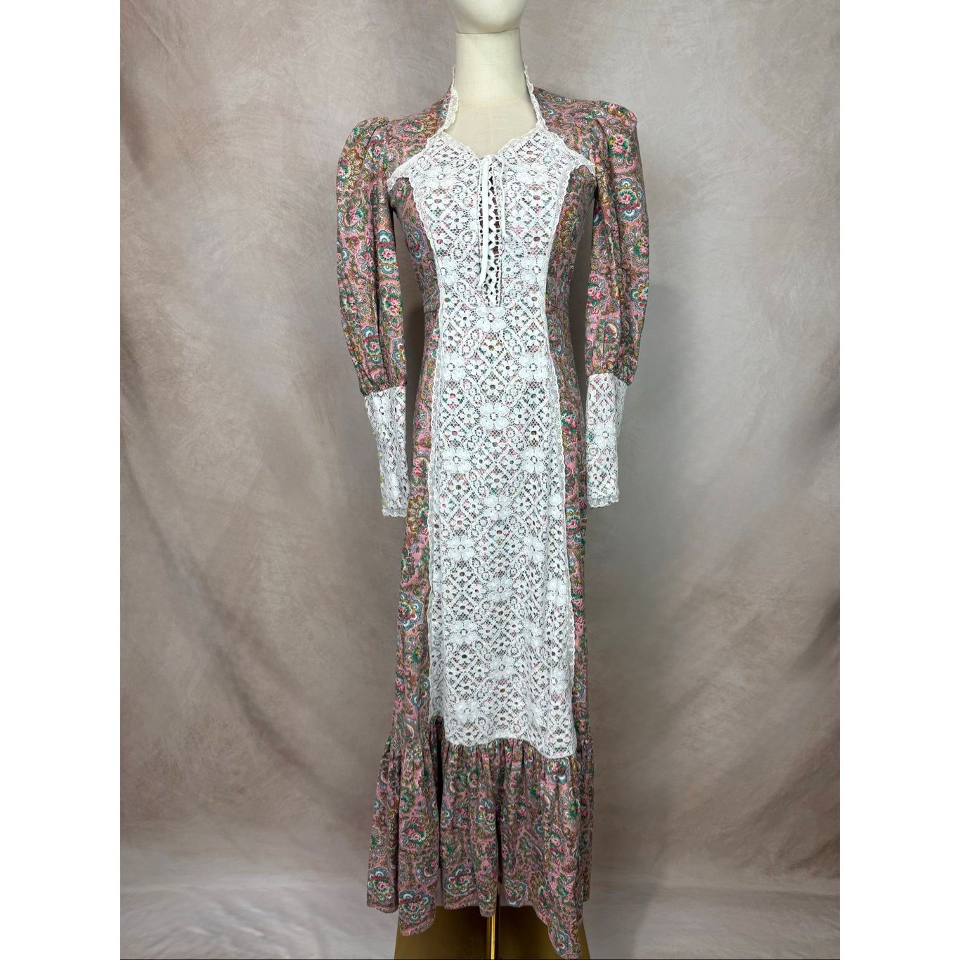 Vintage 1970s Gs Sewist Prairie Dress Homemade Size Xs S